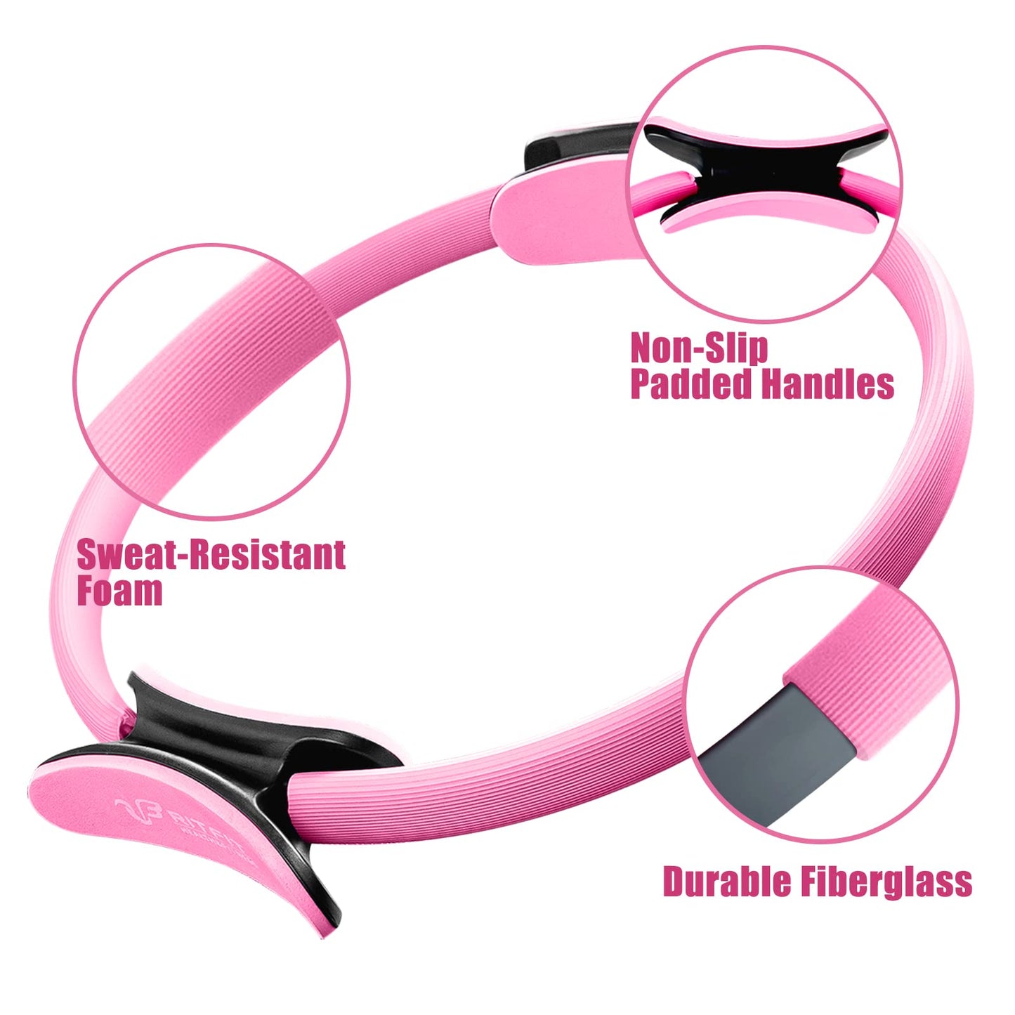 RitFit Pilates Ring Circle - 14 Inch Magic Fitness Circle for Toning Inner & Outer Thighs, Bonus Workout Guide Included (Pink)