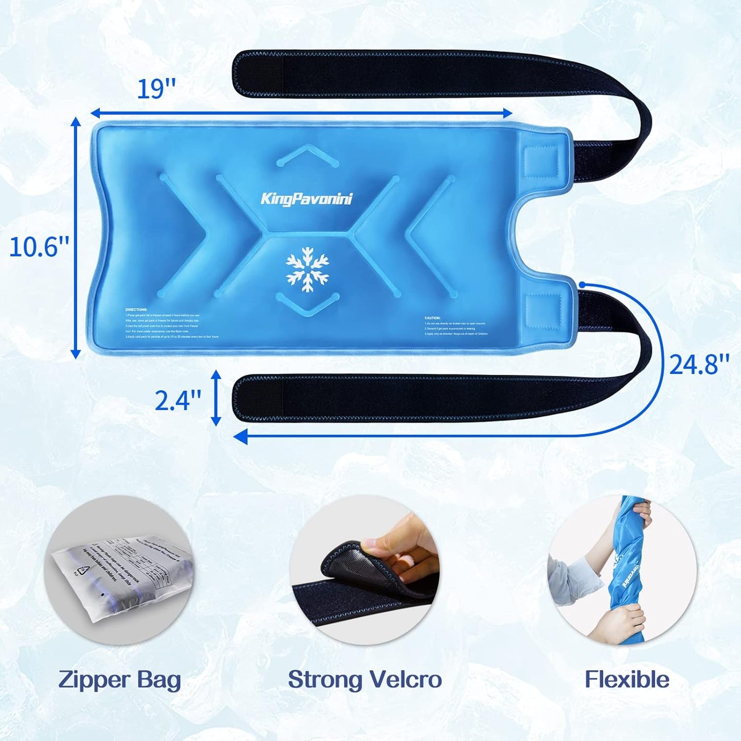XXL Knee Ice Pack Wrap for Post-Surgery Recovery - Reusable Gel Pack for Injuries, Pain Relief, Swelling, Sports - Large, 1 Pack (Sky-Blue)