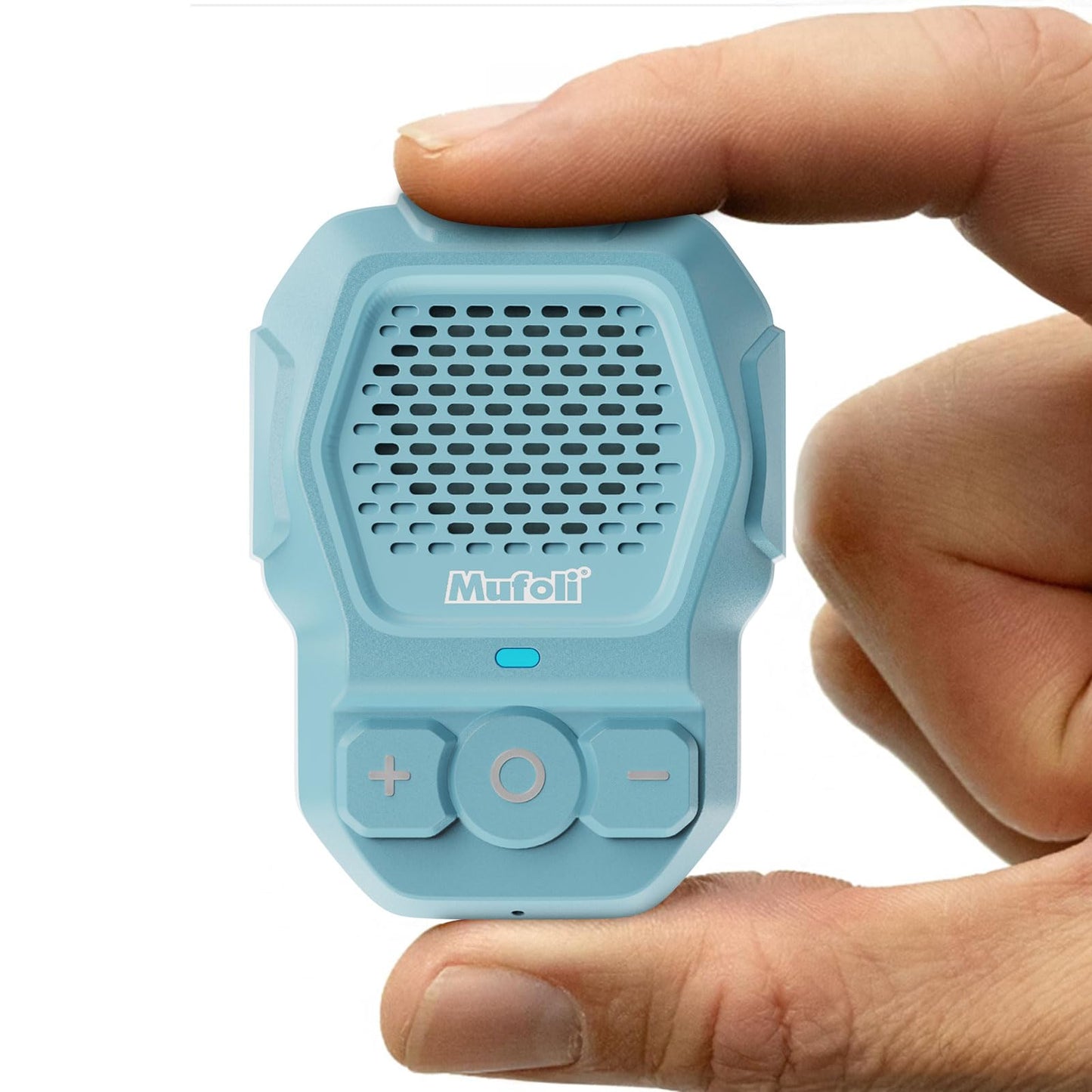Mufoli Wearable Bluetooth Speaker, Wireless Portable Speakers, Waterproof Jobsite Speaker Up to 14 Hours Playtime, Clip Speaker Built-in Mic for Hands-Free Music/Calls, for Outdoors (Blue)