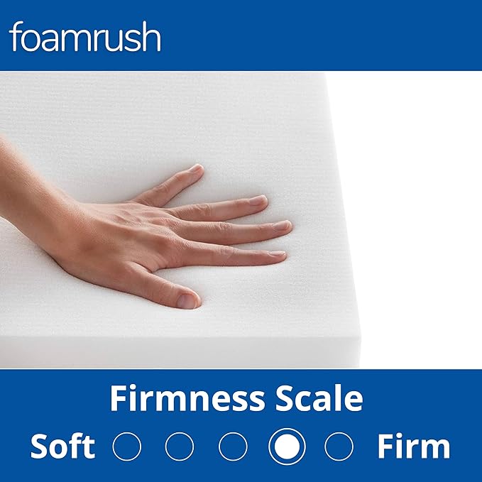 FoamRush 6-Inch Bunk (42" x 80") High Density Foam RV Mattress Replacement with Canvas Navy Cover, Medium Firm, Made in USA, Camper Trailer, Removable Water-Resistant Outdoor/Indoor Cover w Zip