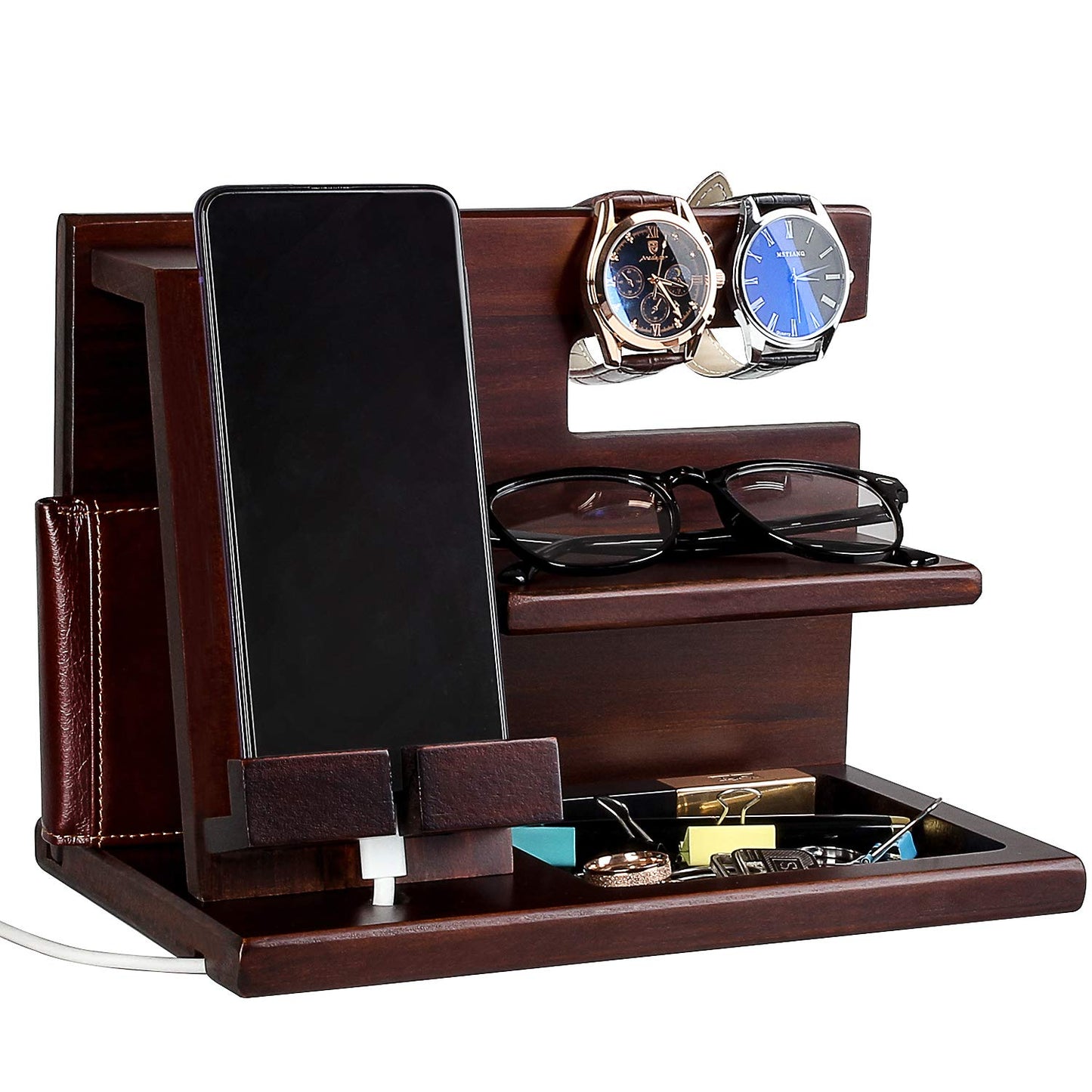 Personalized Wood Phone Docking Station - Presents For Dad - Best Dad Ever - Perfect For Birthday, Christmas, Fathers Day