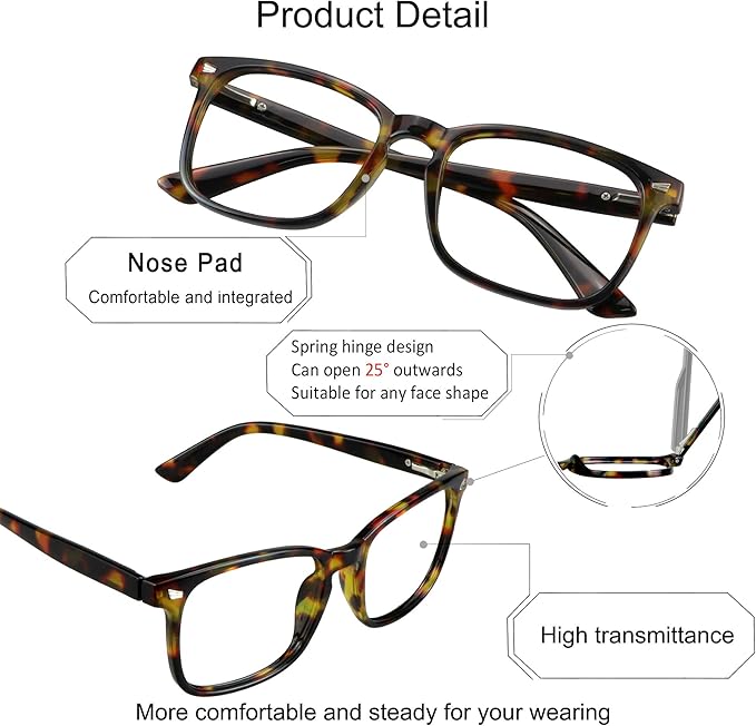 YEIN Bifocal Reading Glasses with Blue Light Blocking Lenses, Bifocal Reader for Women and Men, Vintage Square frame with Spring Hinge (+0.50/+2.50 magnification)