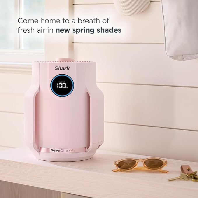 Shark NeverChange Air Purifier Compact Pro with Long-lasting HEPA Exceeding Filtration, Captures Pet Dander, Dust, Smoke, and Allergens, up to 250 sq. ft. for Bedroom, Home Office, Dorm, HP072PK