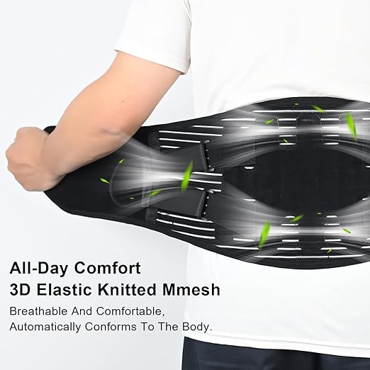 Back Brace for Lower Back Pain Relief with Bionic Support System,Lumbar Support Belt for Men Women,Breathable Mesh with 3D Lumbar Pad for Herniated Disc, Sciatica, Scoliosis(Black，M)