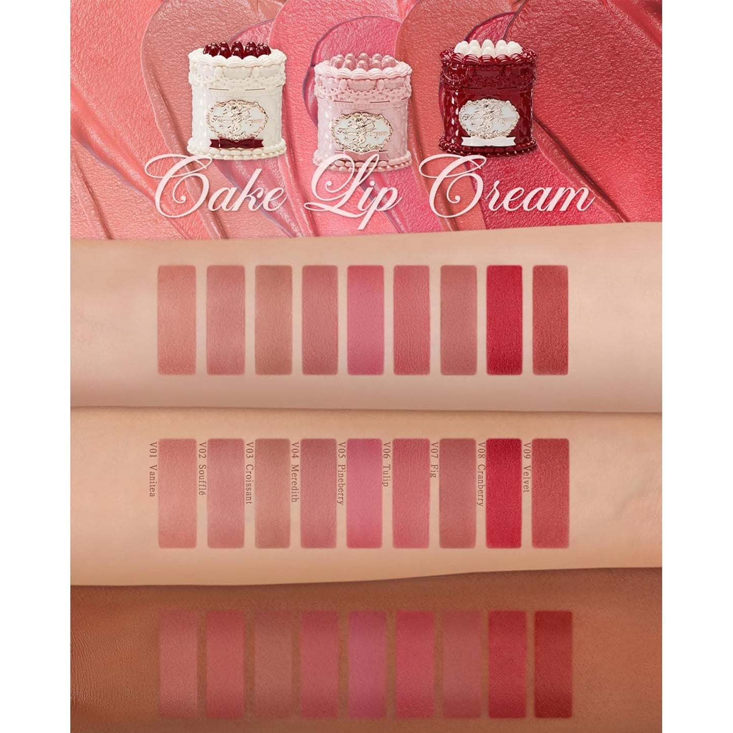 Flower Knows Strawberry Cupid Cake Lip Cream,Velvety-Smooth Matte Liquid Lipstick,Hydrating,Smudge-proof & Stain-Free Lip Stain(V05 Pineberry,0.17 Fl Oz)