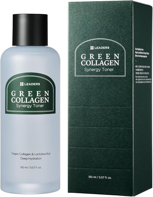 LEADERS Green Collagen Synergy Toner – Hydrating Moisturizing Toner for Enhanced Absorption, Deep Hydration, Refreshed, & Soft Skin – Gentle Plant-Based Formula – 150ml