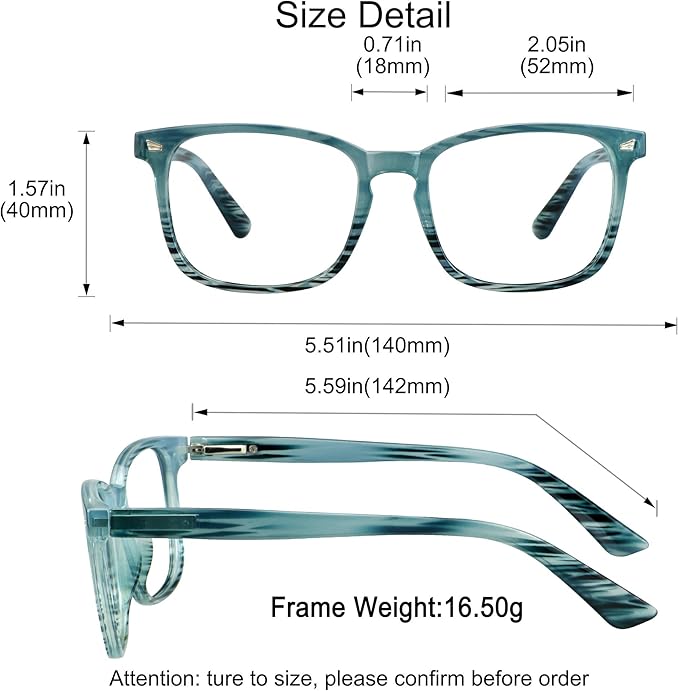 YEIN Bifocal Reading Glasses with Blue Light Blocking Lenses, Bifocal Reader for Women and Men, Vintage Square frame with Spring Hinge (+0.00/+1.25 magnification)