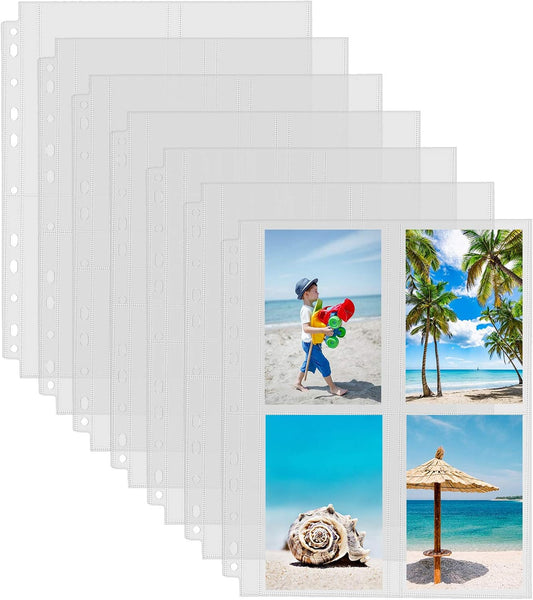 Sooez 30 Pack Heavy Duty Photo Sleeves for 3 Ring Binder (240 Pictures), 3.5x5 Plastic Album Refill Pages, Clear Archival Sleeves, Seed Binder Pages 8.5x11