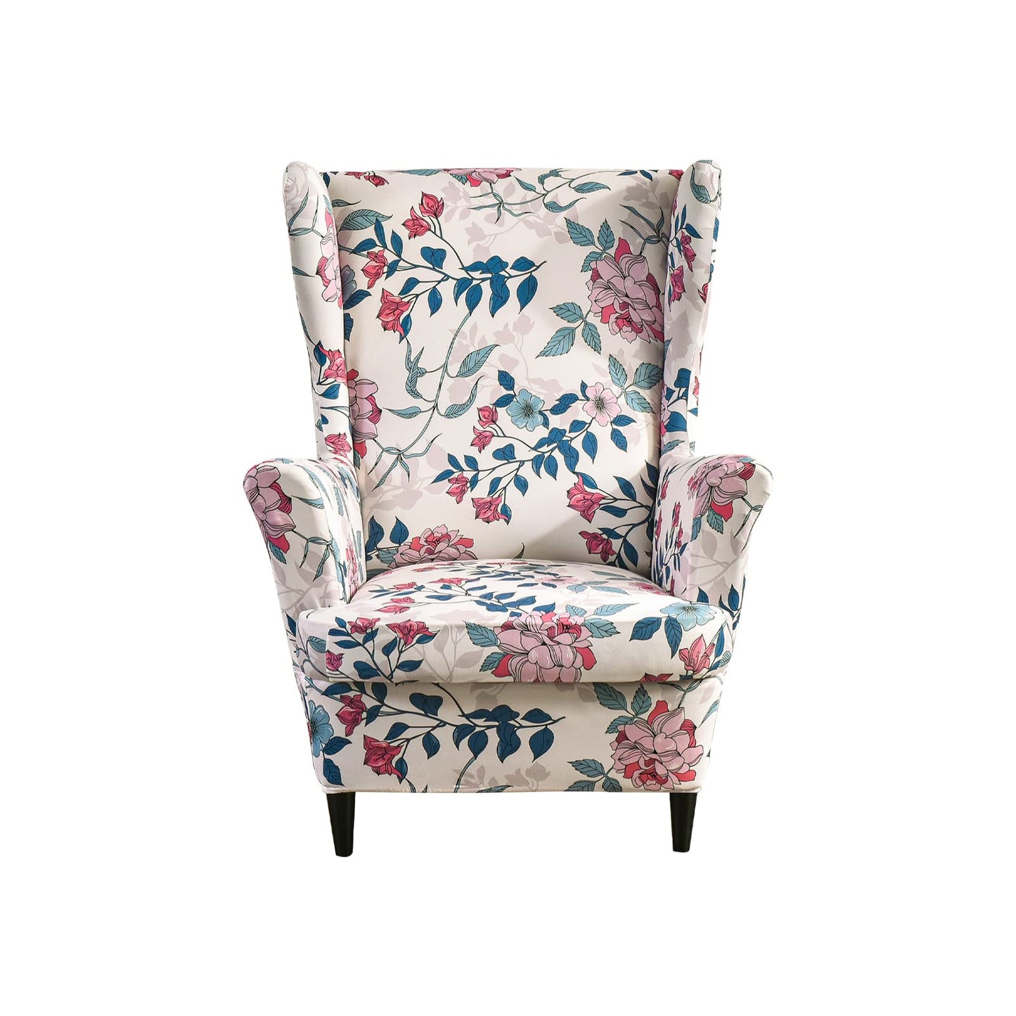 Wing Chair Slipcovers 2 Pieces Stretch Spandex Wingback Chair Covers Sofa Slipcover Printing Wingback Armchair Slipcovers Furniture Protector Couch Soft with Elastic Bottom for Wingback Chairs, 23