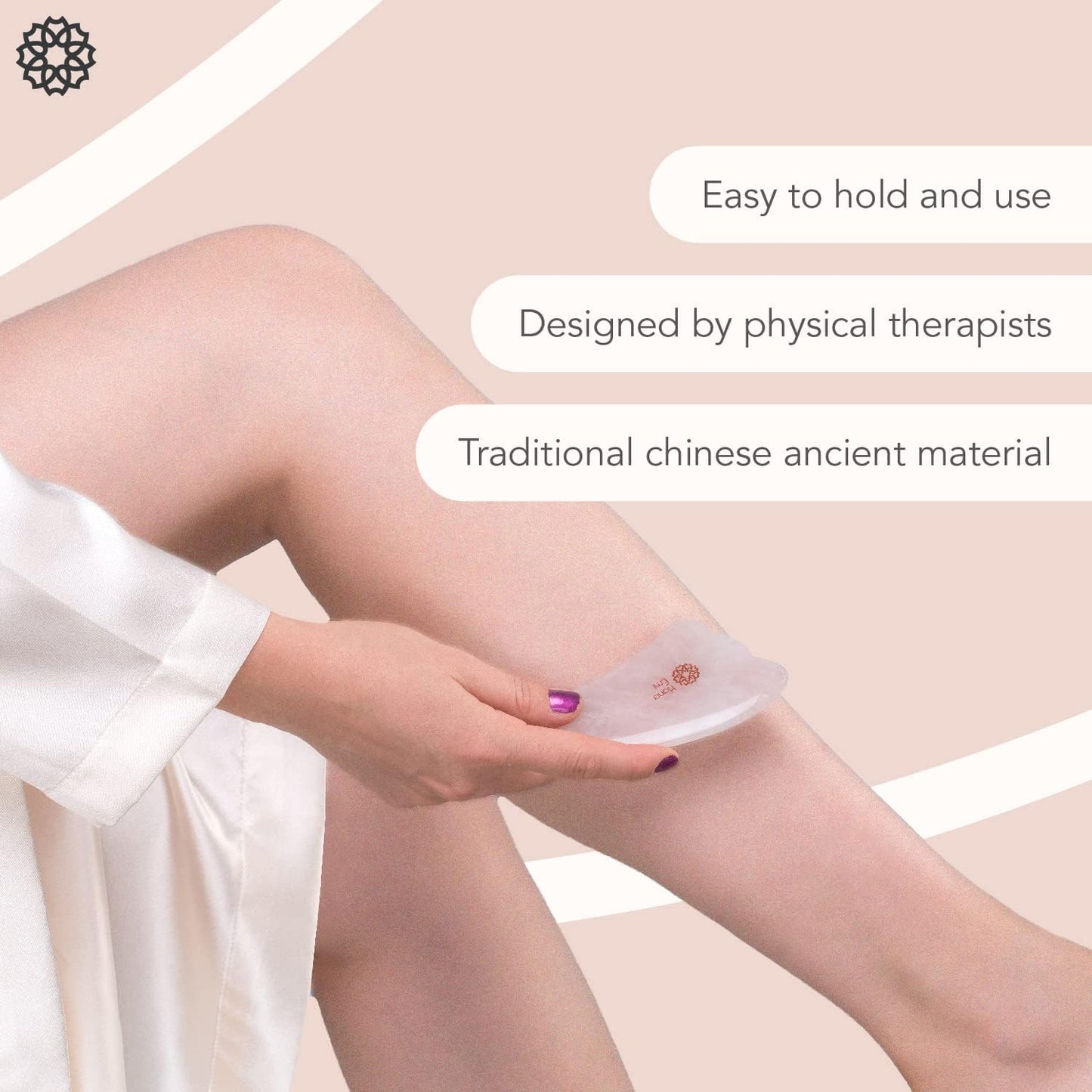 LUONKOS Gua Sha Facial Tools - Pink Rose Quartz Wing-Wave - Lymphatic Drainage Massager & Face Massager - Gua Sha Body Tool - Includes Protective Case & E-Book