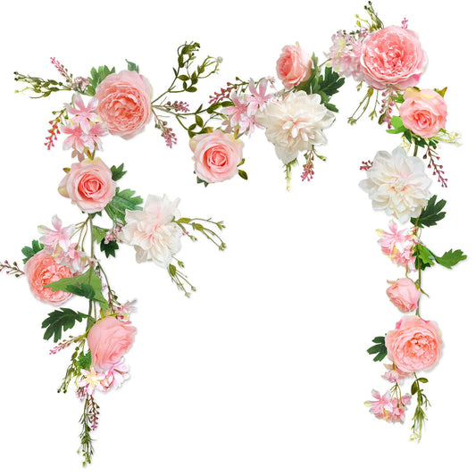 Blush Peony Flowers, OrgMemory Rose Flower Vine, Light Pink Flower Garland, 6' Floral Garland for Wedding Decor Home Table Runner Mantle Decoration