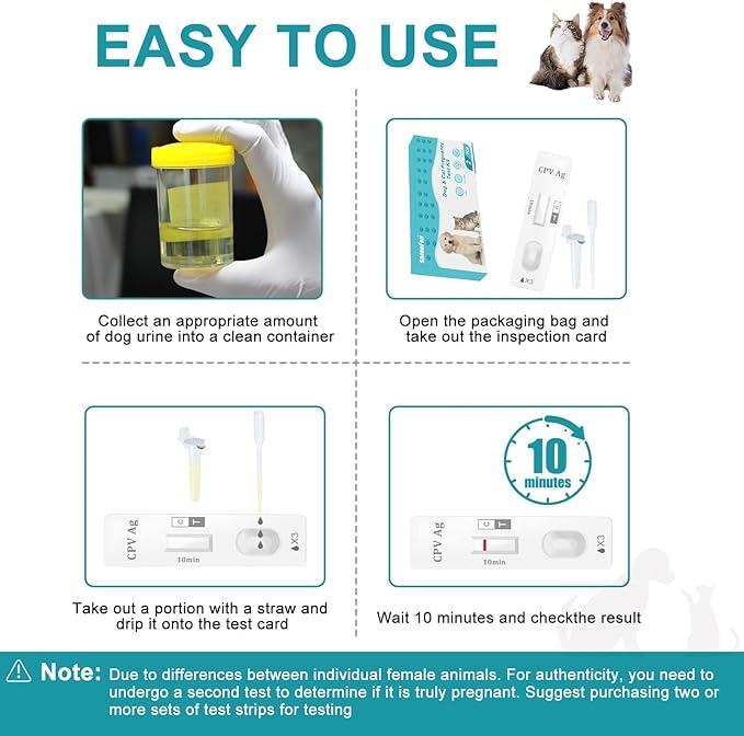 Dog & Cat Pregnancy Test Kit - 98.8% Accurate Urine Test, 2-Count with 10-Minute Results for Early Detection