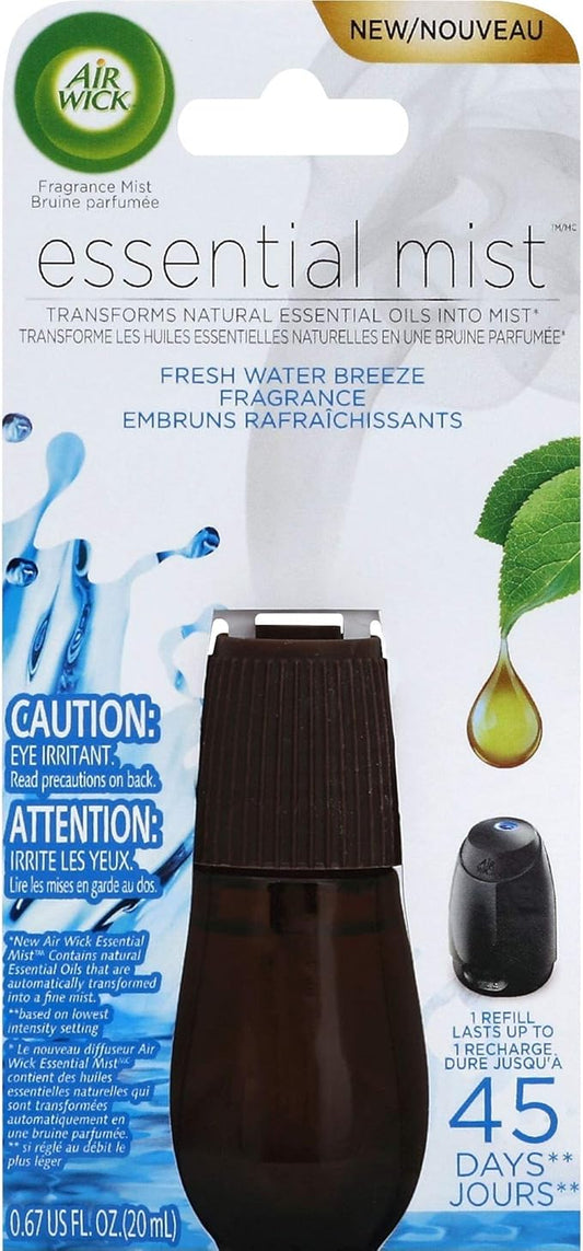 Air Wick Essential Oils Diffuser Mist Refill, Fresh Water Breeze, 1ct, Air Freshener