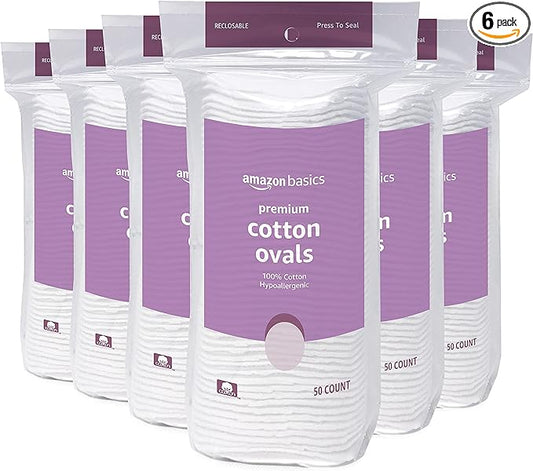 Amazon Basics Oval Premium Pads, 300 Count (6 Packs of 50) (Previously Solimo)