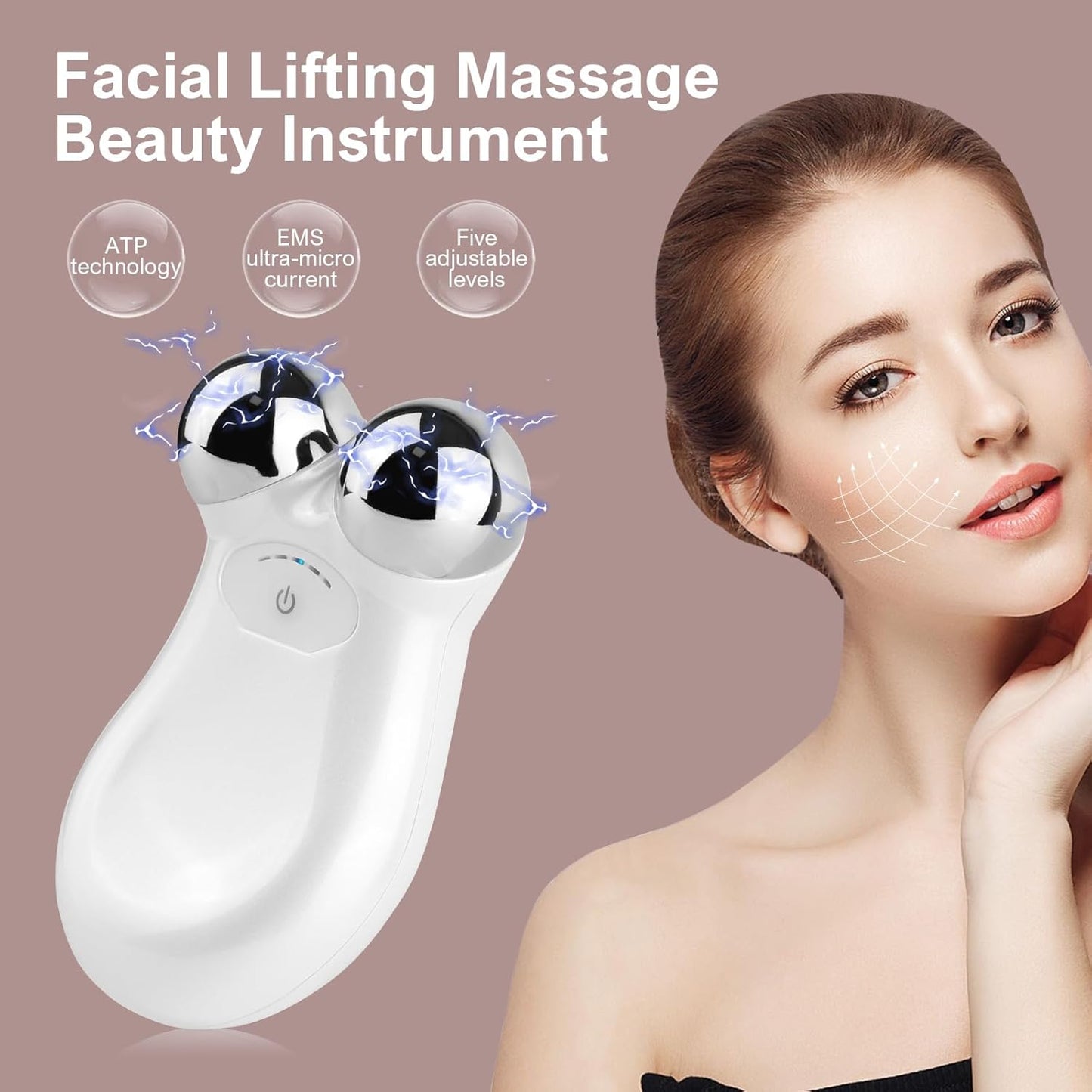Microcurrent Face Device, USB Microcurrent Facial Shaping Tool for Facial Wrinkle Removal and Anti-Aging，Mini Microcurrent Face Lift Device for Face Lifting and Facial Sculpting (White)