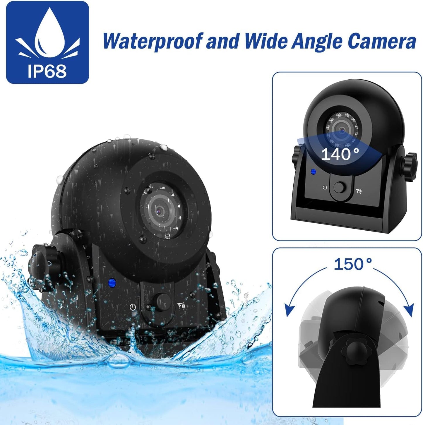 Magnetic Wireless Trailer Backup Camera System, 4.3inch TFT LCD Monitor & IP68 Waterproof Rechargeable Rear View Camera, Easy to use for Trucks/Campers/SUV/Cars(MS-348)
