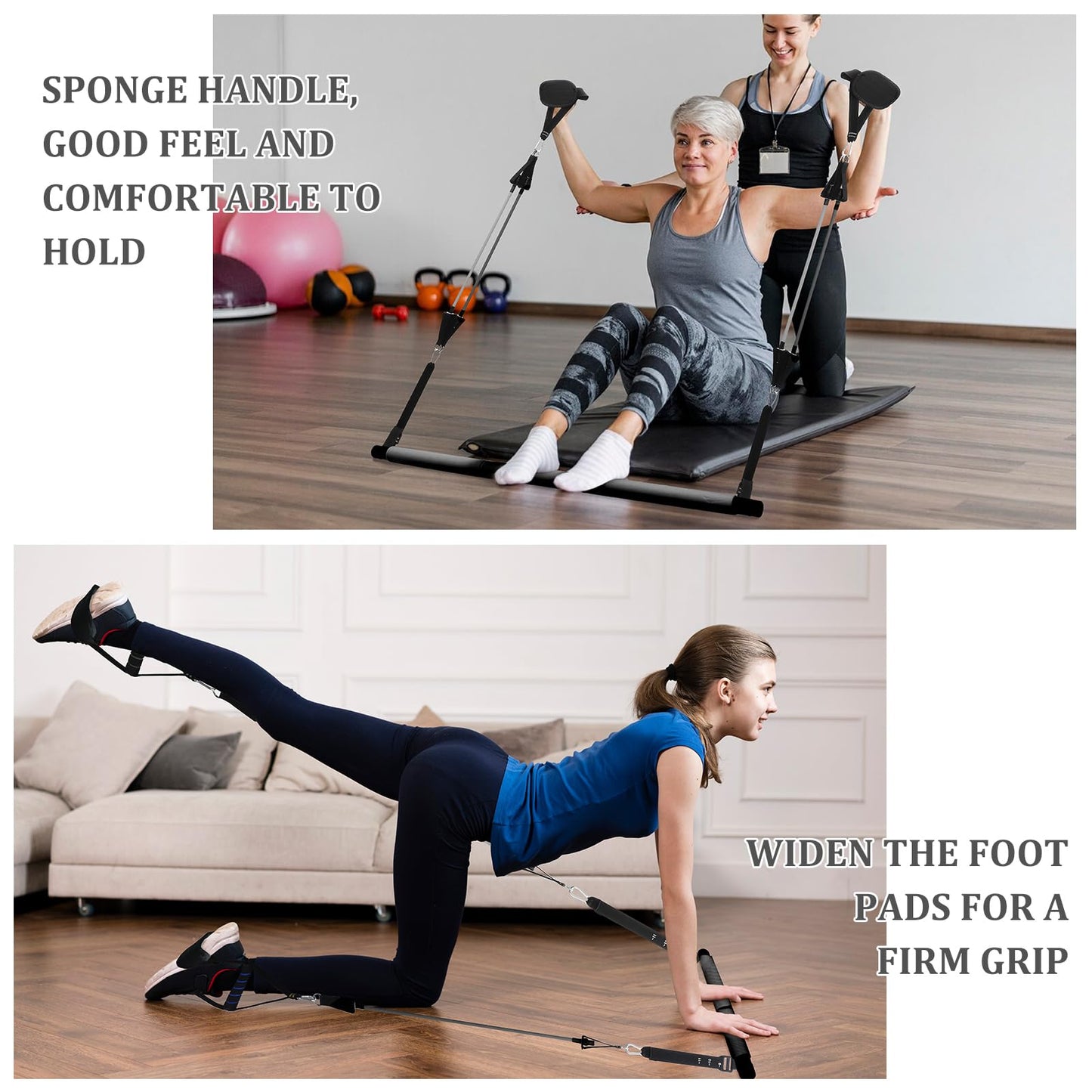 Pilates Bar Kit with 3 Set Resistance Bands, Multifunctional Pilates Workout Equipment for Women Men, Exercise Bands Set for Home Gym Fitness Yoga Strength Training
