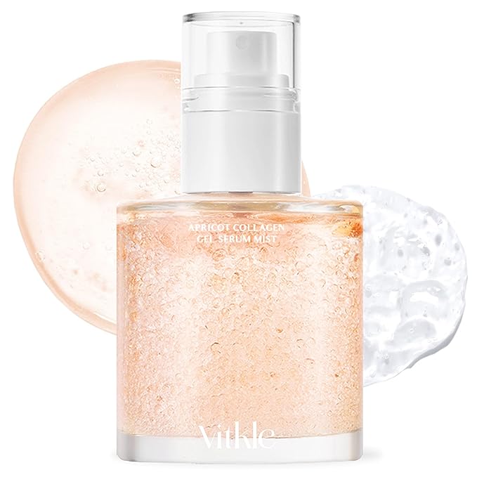 Apricot Collagen Gel Serum Mist - Korean Face Moisturizer French Patented with 8-Layer Hyaluronic Acid, Bakuchiol, Adenosine for Hydration Glow Firming Anti-Aging Spray, 3.38 fl.oz.