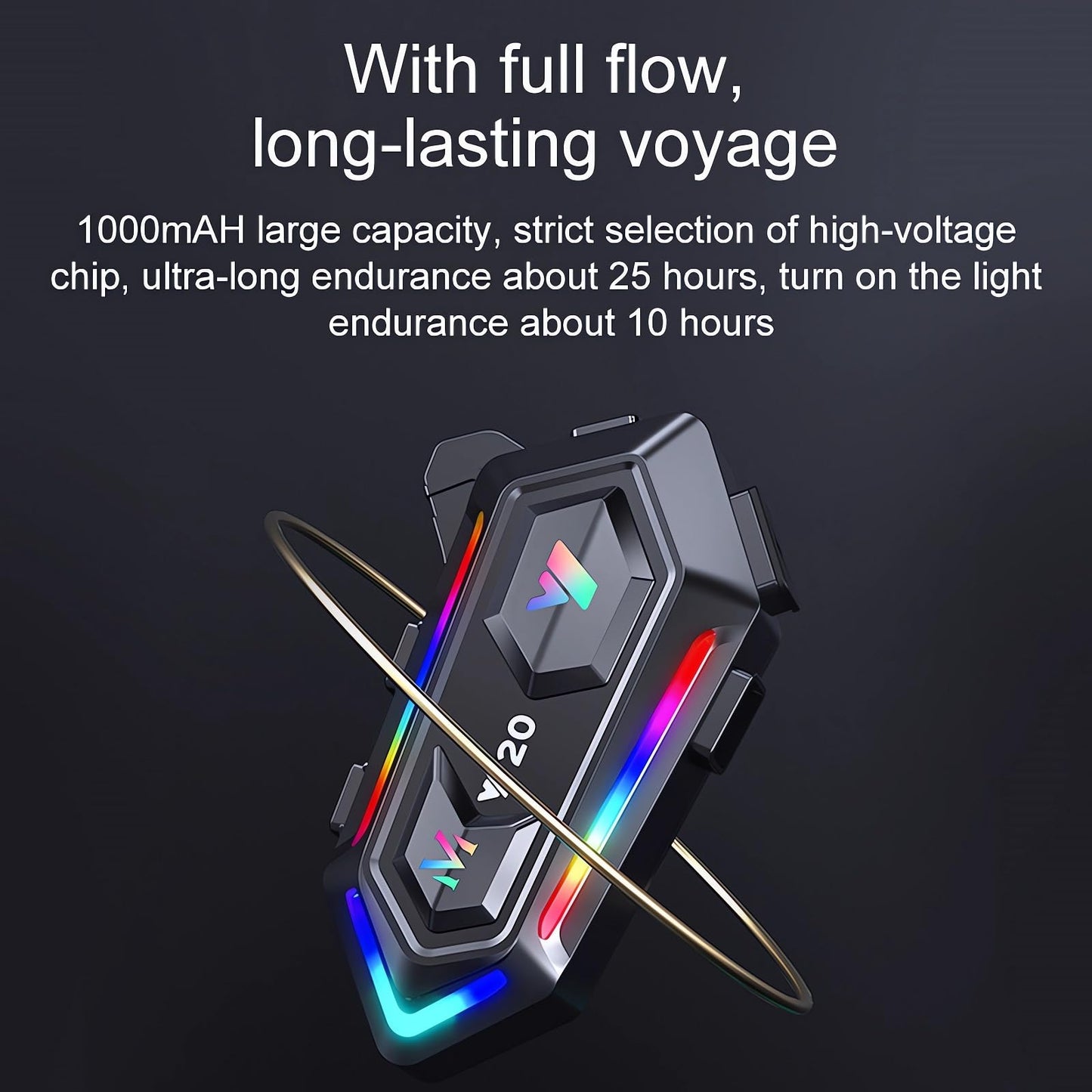 FEYA Motorcycle Helmet Speakers with 16-Types RGB Dazzling Lights High Battery Life Motorcycle Headphones Dual Noise Reduction/Automatic Answer/Call Music Control/Wake up Siri/IPX6