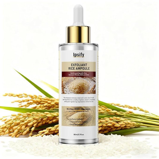 Peel Shot Glow Rice Ampoule, Black and White Rice Exfoliant for Face and Body, Rice Exfoliator for Faces Dead Skin Cells Remover, Face Peel Shot Serum for Softens Cuticle, 80ML (White Rice)
