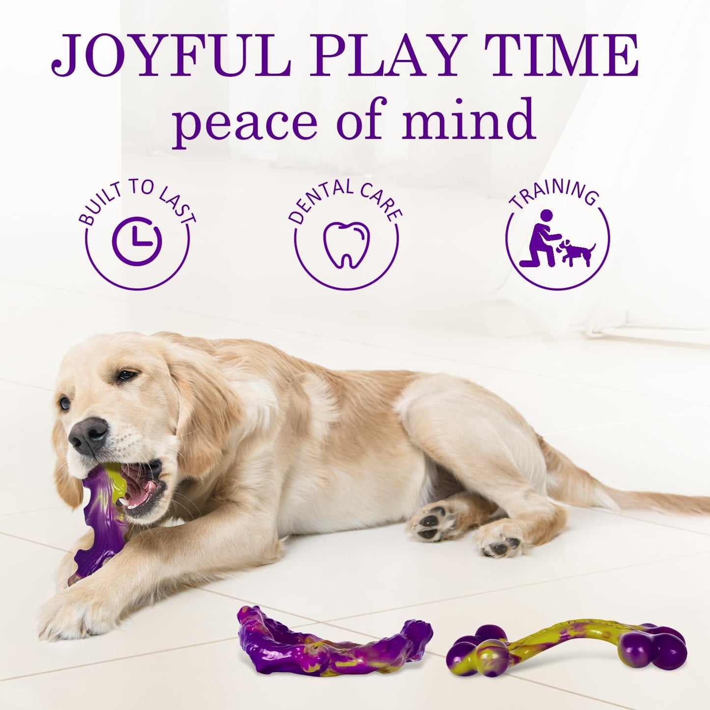 Frienhund Tough Dog Toys for Aggressive Chewers 3 Pack, Indestructible Dog Toy for Large Dogs, Bacon Flavored, Keeps Dogs Busy