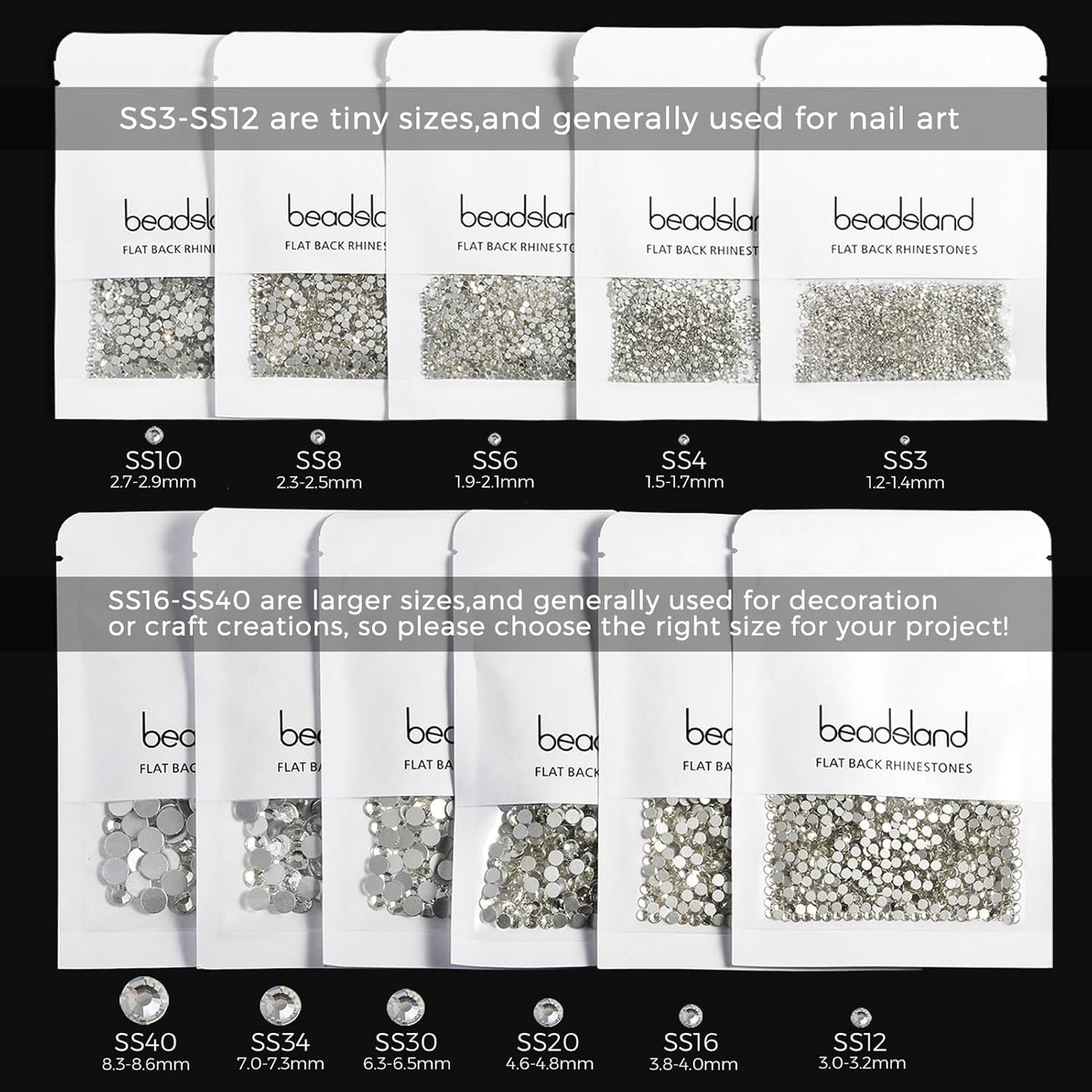 Beadsland 2880pcs Flat Back Crystal Rhinestones Round Gems for Nail Art and Craft Glue Fix,Capri Blue,SS4,1.5-1.7mm