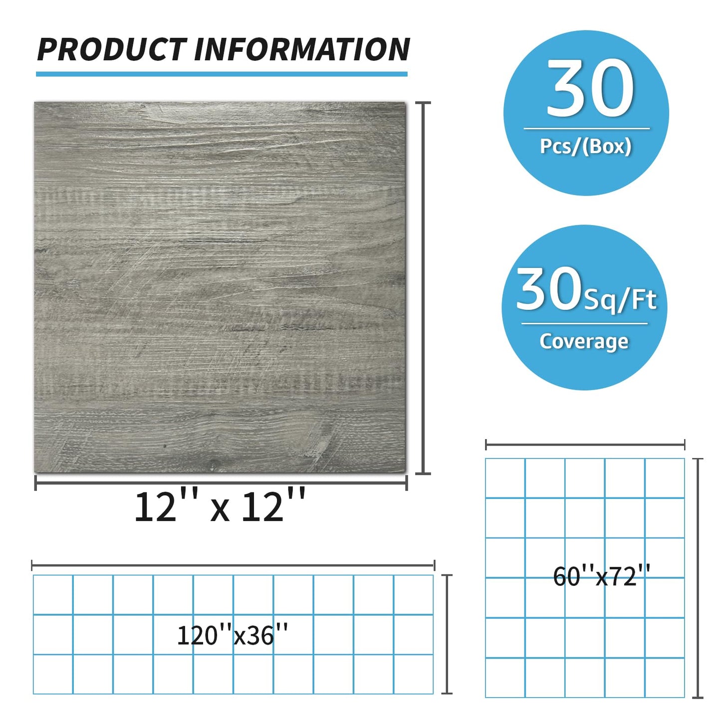 Art3d Peel and Stick Vinyl Floor Tiles 30-Pack 12 x 12 inch, Self Adhesive Waterproof Flooring Wood Planks for Kitchen, Dining Room, Bedrooms, Cover 30 Sq. Ft, Taupe Ash