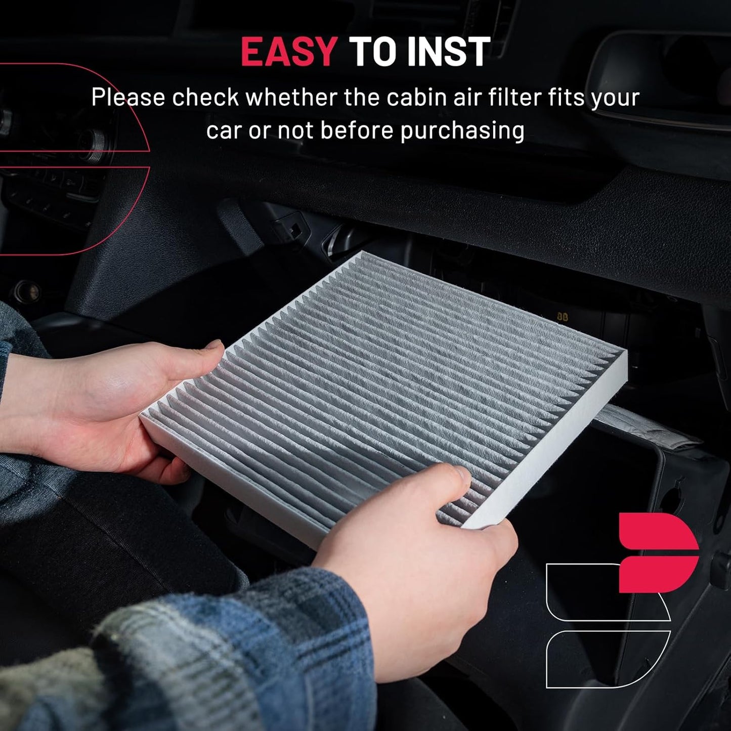 BDFHYK Cabin Air Filter with Activated Carbon Compatible with Jeep Wrangler 2018 2019 2020 2021 2022 2023, Gladiator 2020 2021, Replace# CF12450, 68301863AA