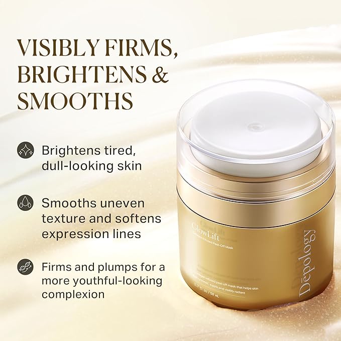 depology GlowLift Collagen Peel-Off Face Mask – Color-Transforming Gold Wrapping Mask for Glass Skin Facial Mask, Hydrating, Firming & Anti-Aging, 1.7 fl.oz