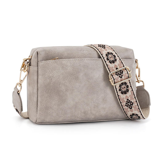 APHISON Small Crossbody Bags for Women, Triple Zip Crossbody Cell Phone Purse Shoulder Handbags with Adjustable Strap Gray
