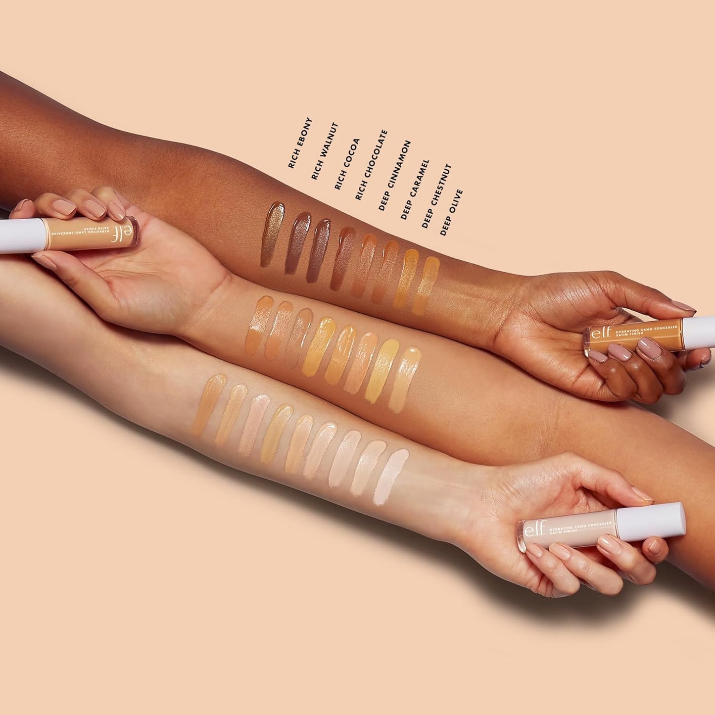 e.l.f. Hydrating Camo Concealer, Covers Blemishes & Under-Eye Circles, Full-Coverage & Delivers A Satin Finish, Vegan & Cruelty-Free, Rich Cocoa
