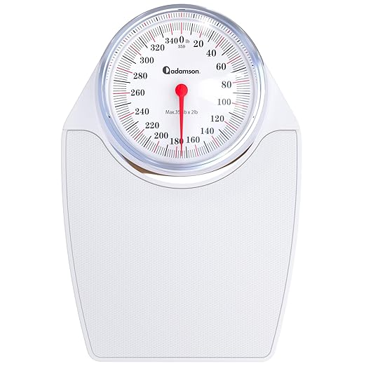 Adamson A24 Scales for Body Weight - Up to 350 LB - New - Anti-Skid Rubber Surface Extra Large Numbers - High Precision Bathroom Scale Analog - Durable with 20-Year Assurance