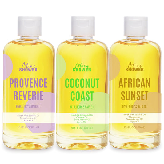 Bath Oil Body Oil Oil with Sweet Almond, Jojoba Oil, Sweet Almond & Lavender & Coconut Bath Oils Mother's Day Gift for Women, Multiuse Oil for Hair & Dry Skin 30 fl oz (Pack of 3)