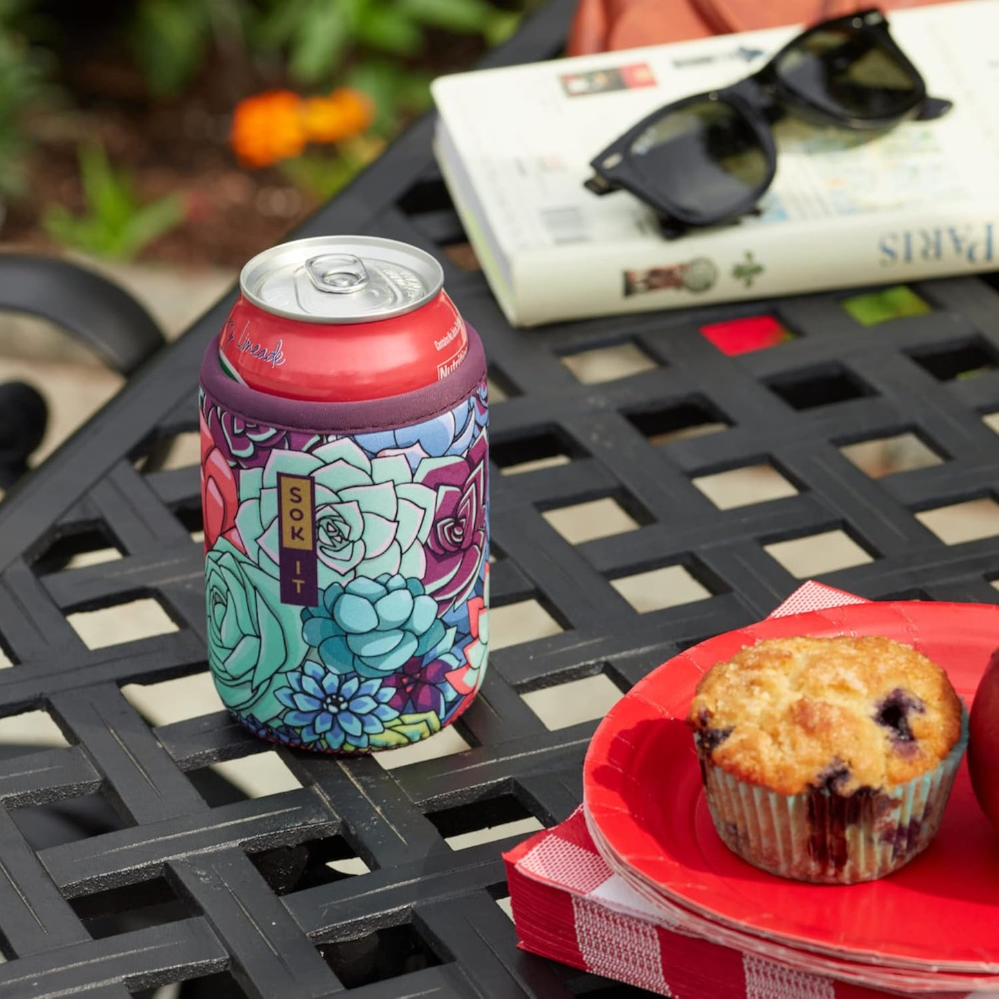 Sok It CanSok Sleeve for Beer & Soda Insulated Neoprene Cover (Pink Terrazzo, 12oz Can Sleeve)