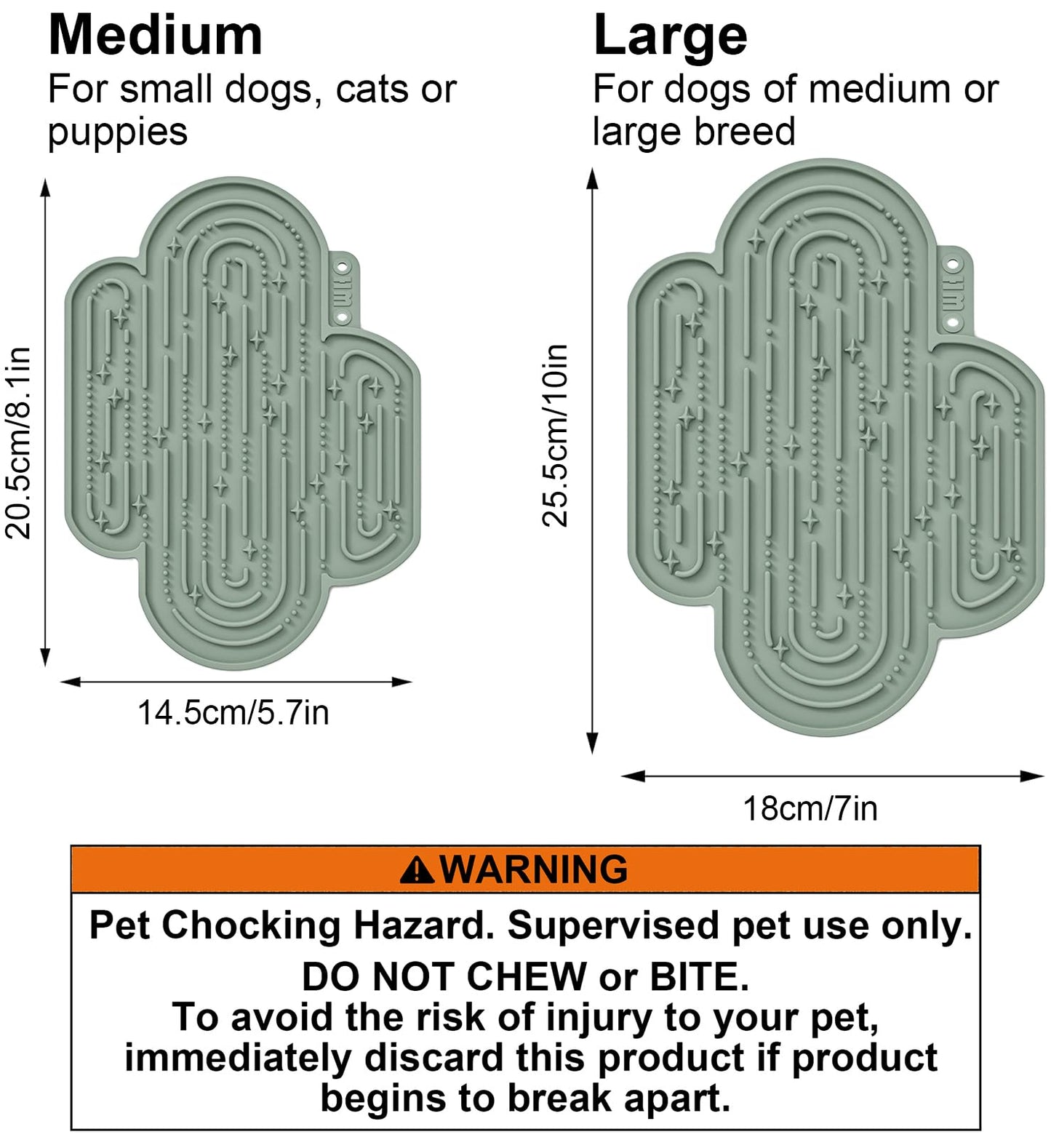 OHMO-Cactus Lick Mat for Dogs and Cats(2 Pack) Easy to Clean Pet Slow Feeder with Suction Cups, Licking Pad for Anxiety Relief and Boredom Reduction(Cactus&Light Green)