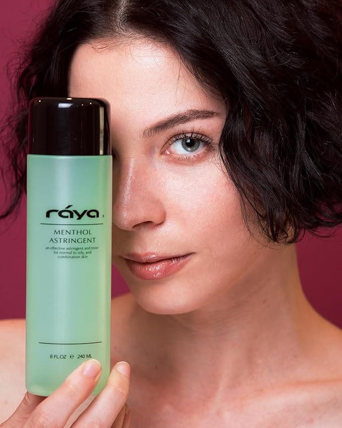 RAYA Menthol Astringent 8 oz (203) | Effective Facial Toner for Combination and Partially Oily Skin Prone to Break-Outs | Helps Refine, Tighten, and Protect pH Balance | Cools, Refreshes and Soothes