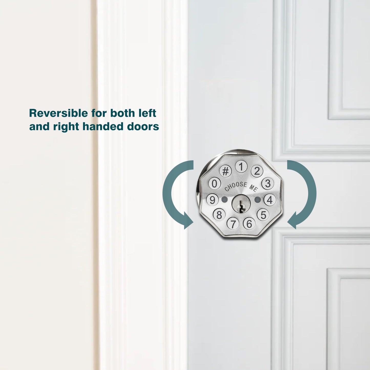 Door Knob with Keypad and Key, Keyless Entry Door Lock,Smart Digital Knob Unlock by Passcode/Keys/USB backuplock,Electronic Door Knob for Home Bedroom Apartment Garage Office Security,Brushed Nickel
