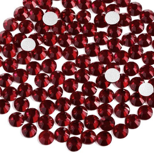 beadsland 1440 Piece Flat Back Crystal Rhinestones Round Gems,1.3mm-6.5mm,Dark Siam (SS8(2.3-2.5mm))
