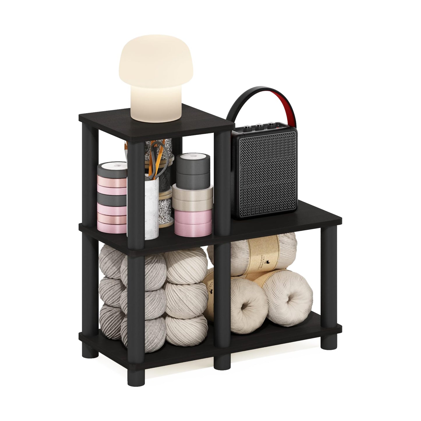 Furinno Turn-N-Tube Accent Decorative Shelf, Espresso/Black