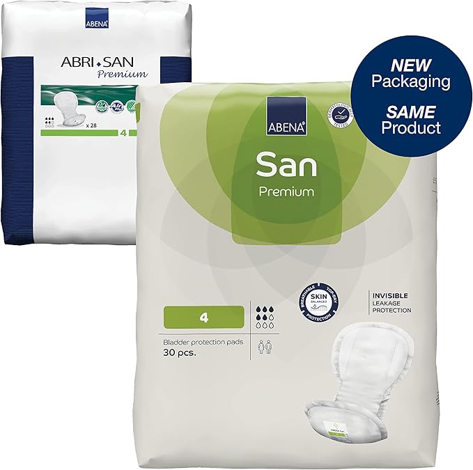 Abena San Premium Incontinence Pads, Moderate Absorbency, (Sizes 4 to 7), Size 4, 180 Count
