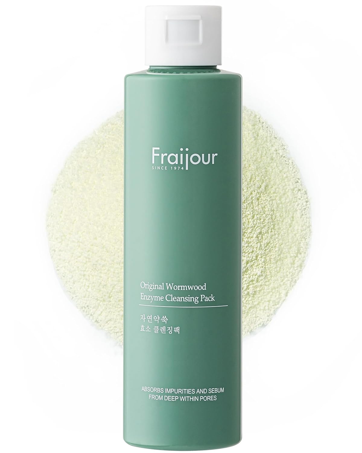 Wormwood Enzyme Cleansing Pack – Korean Powder Face Cleanser & Exfoliant with Papaya Enzyme, AHA BHA PHA, Low pH, Clears Acne & Pores, Smooths Texture, for All Skin Types, 2.82 oz.