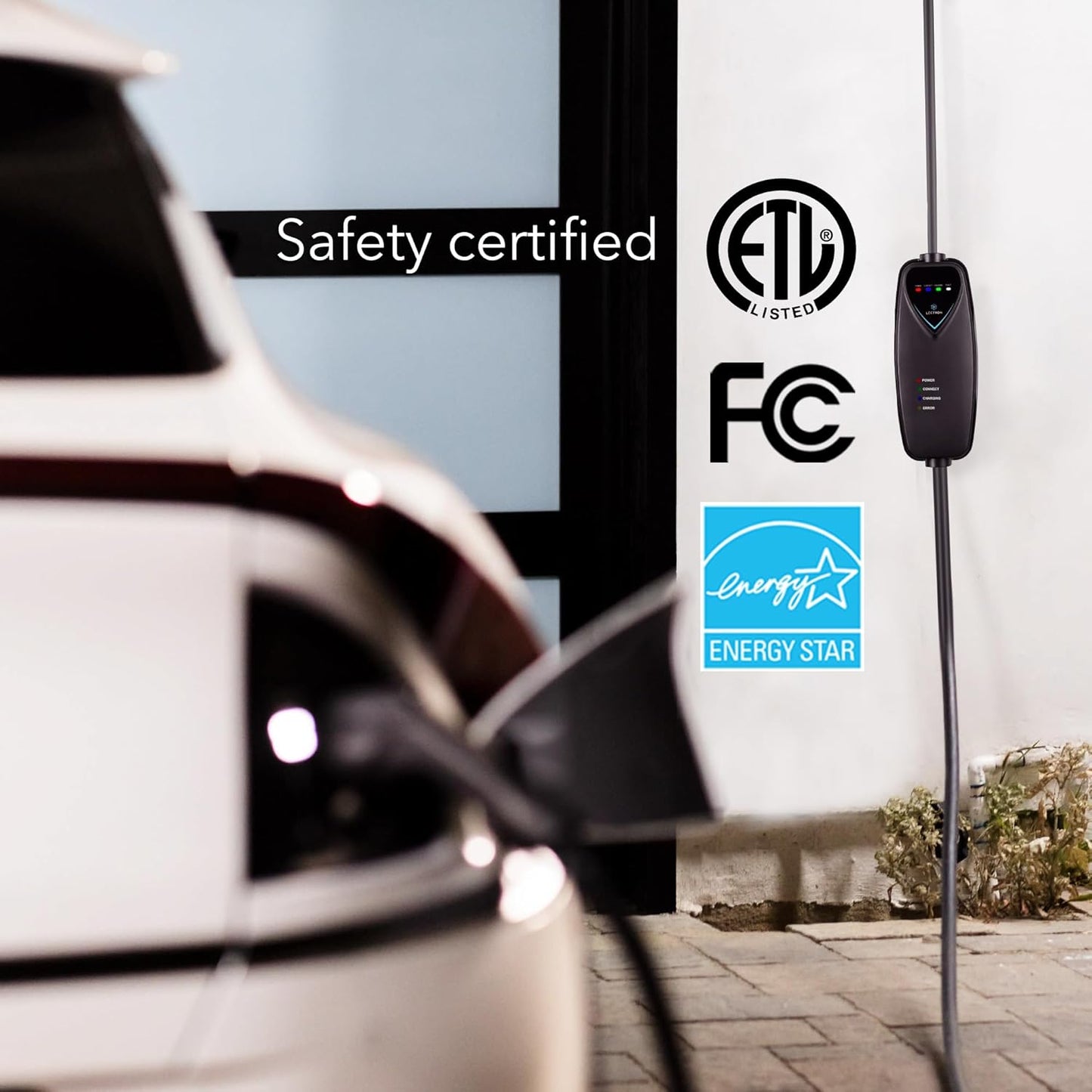 Lectron Level 2 EV Charger - ETL Certified, 240V, 40 Amp, NEMA 14-50 Plug, 16 ft Extension Cord & J1772 Cable- Portable Electric Car Charger for J1772 EVs and Plug-in Hybrid Vehicles