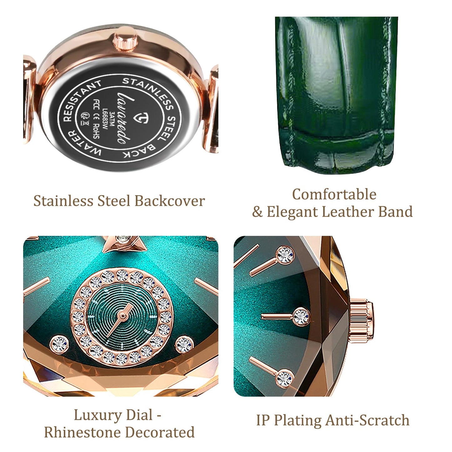 NN BEN NEVIS Watch, Watches for Women with Elegant Leather Strap, Fashion Analog Creative Diamond Dial Wrist Watch, Jewelry Gift for Wedding Anniversary Birthday