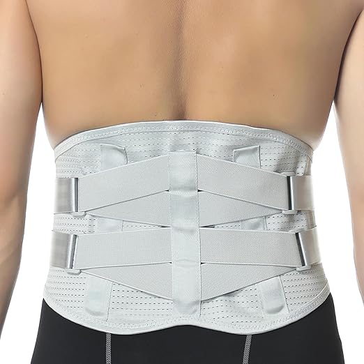 NeoTech Care Back Support Belt - Breathable & Adjustable Lower Back Brace - Double Pull Compression Straps (Grey, Size L)