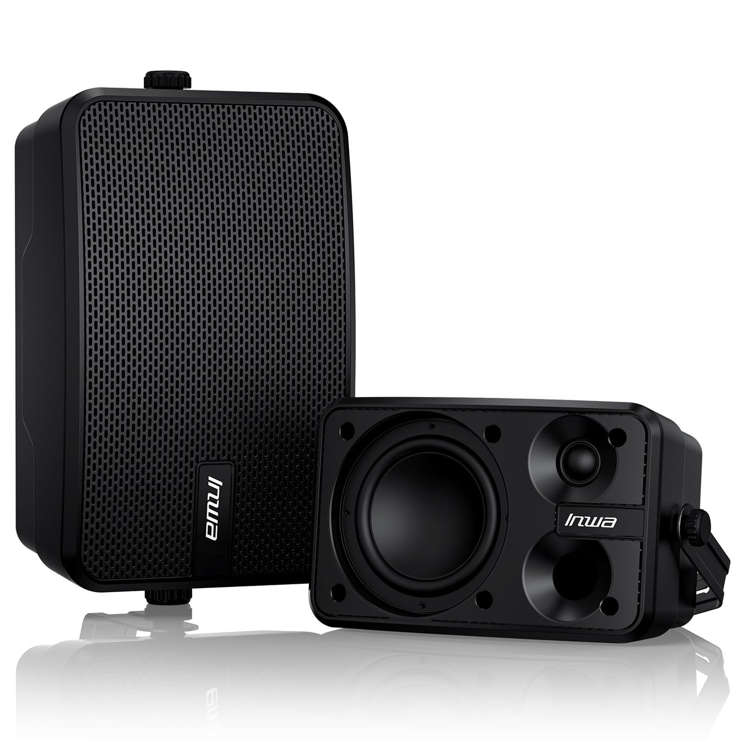 Inwa Outdoor Bluetooth Speakers, 400W Active Passive Wall Mount Speaker, Waterproof Wireless Indoor/Outdoor Stereo Sound Set W/Aux in, Sound System for Patio/Porch/Gazebo/Garage(Pair, Ivory Black)