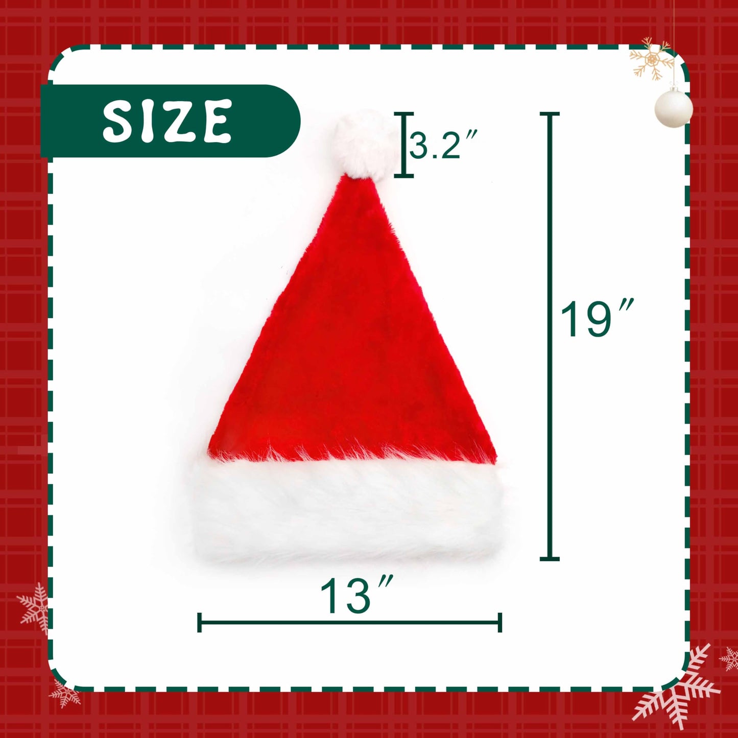 Velvet Santa Hats - Adults Unisex Soft Thicken Fur Santa Claus Hat, 4 Pack Christmas Hat Holiday Headwear