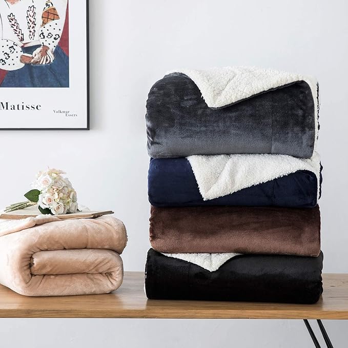 IR Imperial Rooms Camel Sherpa Fleece Throw Blanket for Bed - Wholesale Bulk Pack of 16 Sherpa Blankets - Soft Fluffy Throw Blankets for Hotels, Guest Bedroom, 50x60 Inches