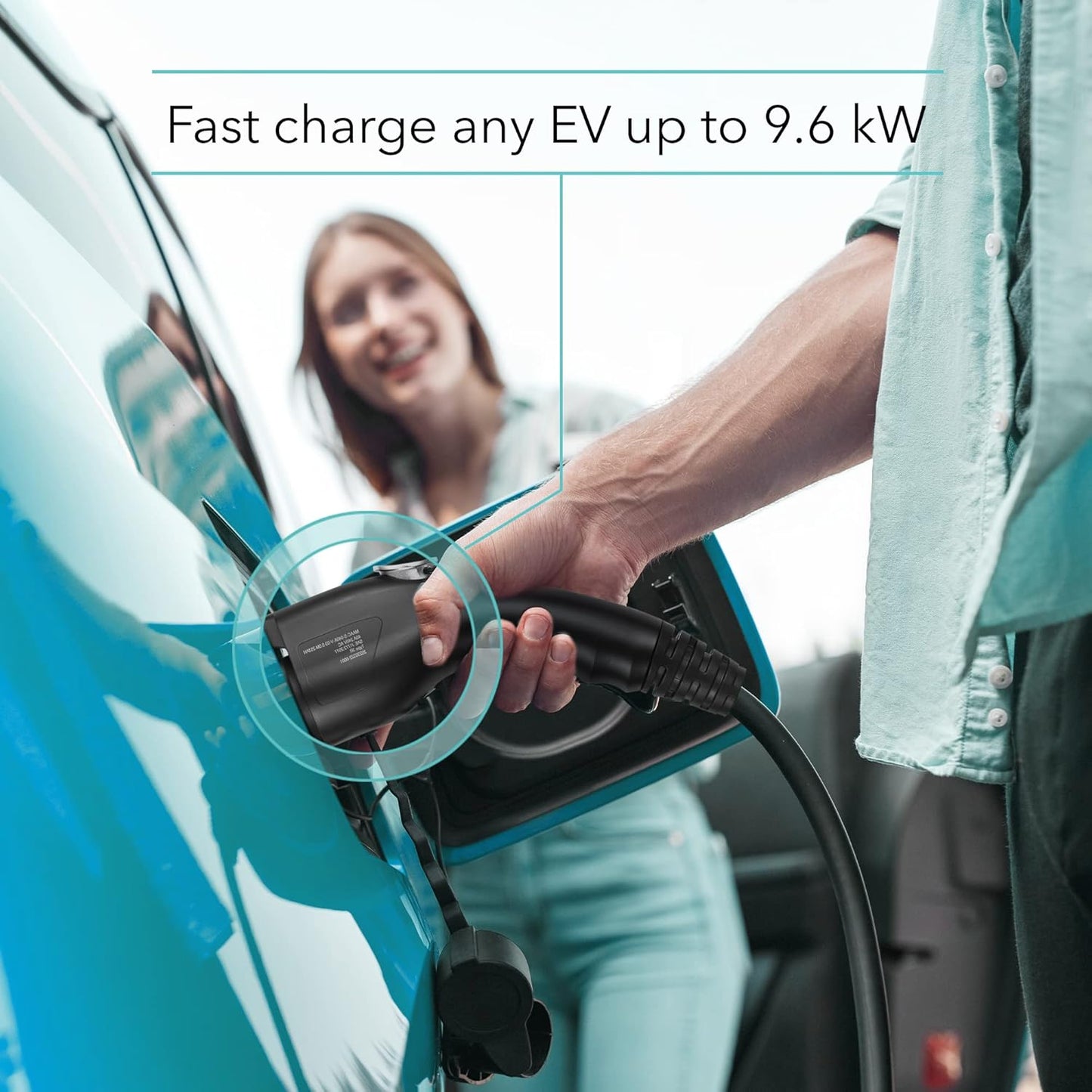 Lectron Level 2 J1772 Charger (WiFi Version) - 240V, 40 Amp, NEMA 14-50 Plug, 16 ft Extension Cord - Portable Electric Car Charger for J1772 Evs