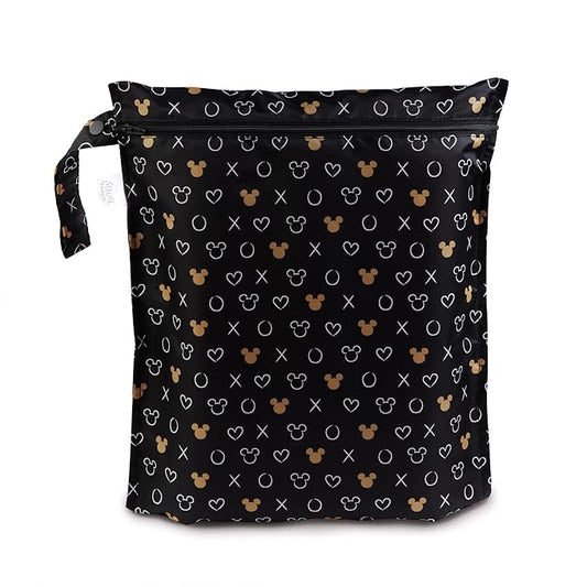 Bumkins Disney Waterproof Wet Bag for Baby, Travel, Swim Suit, Cloth Diapers, Pump Parts, Pool, Beach, Gym Clothes, Toiletry, Hook to Stroller, Daycare, Zip Reusable Wetdry Packing, Minnie Mouse Icon