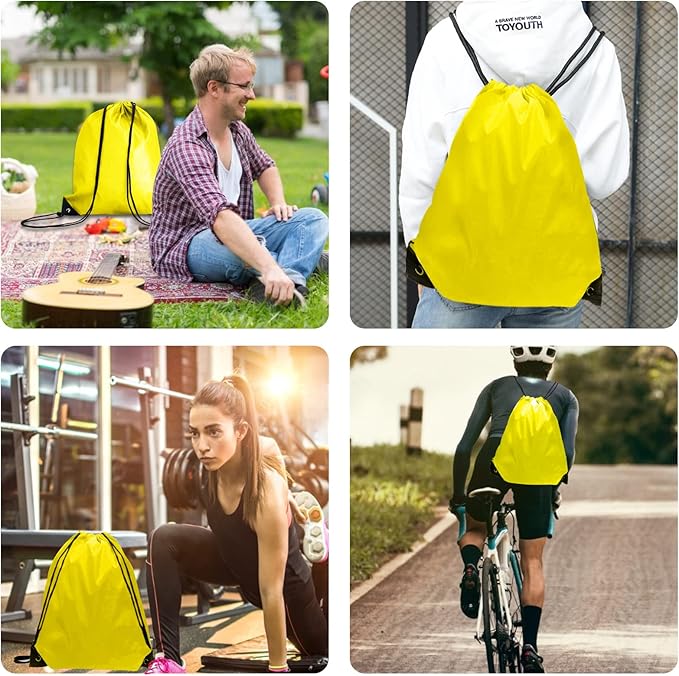 Drawstring Backpack Bulk 70Pcs String Backpack Drawstring Bags Cinch Bag Sackpack for Men Women Gym(Yellow)